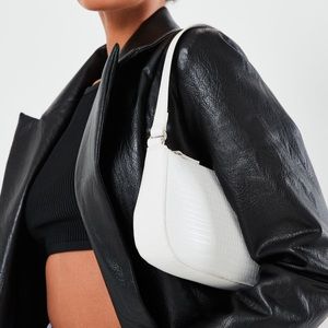 Missguided White Croc Shoulder Bag